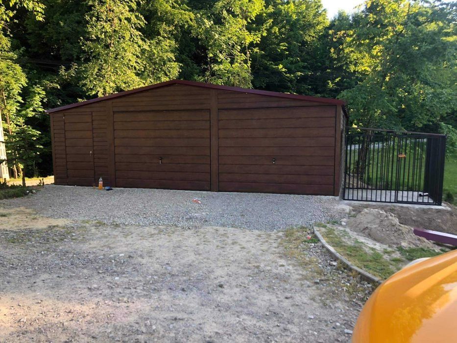 Garaż blaszany 9x6 orzech drewnopodobny  producent garaży cała Polska
