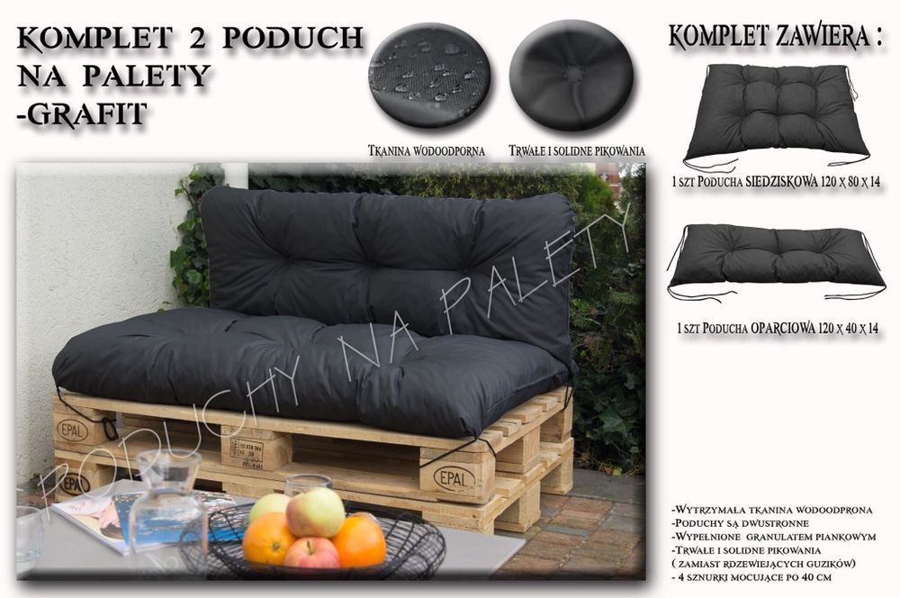 Poduszki na palety meble ogrodowe komplet 2 poduch