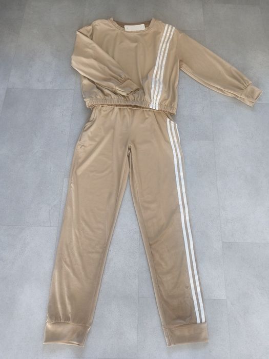 Dres welurowy z paskami / fango / made in Italy