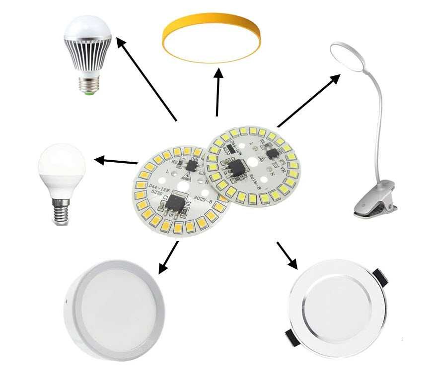 Светодиодный LED модуль 3-18W 220V плата для ремонта ламп, светильник ...