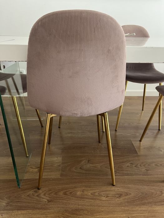 6 Cadeiras de veludo com pes dourados