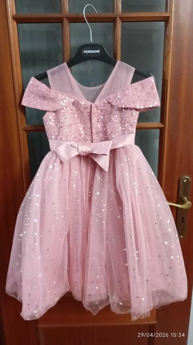 Vestido de princesa cor de rosa menina 3/4 anos - como novo