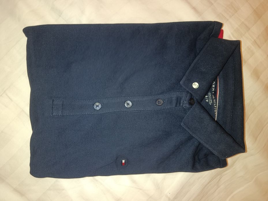 Damska koszulka polo Tommy Hilfiger granatowa | Rozmiar S / Petite | Logo