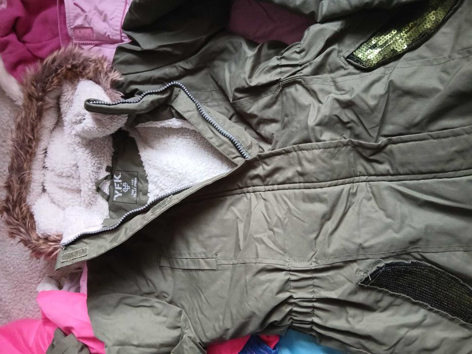 CIEPŁA PARKA na kożuszku r.146/152 Zimowa kurtka