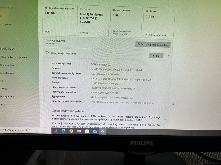 Sprzedam komputer stacjonarny z monitorem