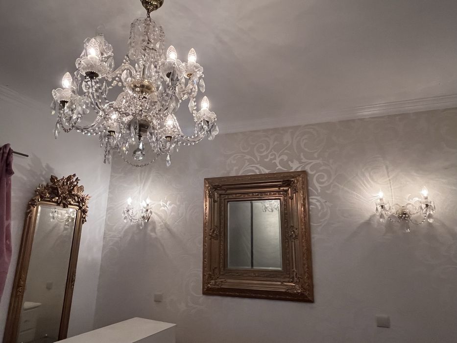 Conjunto de lustre + 2 apliques de parede