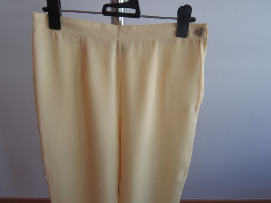 Women's Classic Yellow Pants with Zipper and Button Closure on the Side64552694558978121