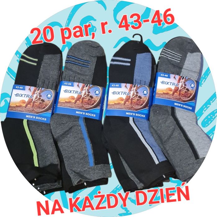 20 par skarpety męskie wysoka jakość, r. 43-46 Bixtra
