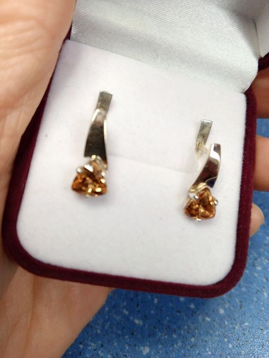 Срібні з золотою вставкою сережки