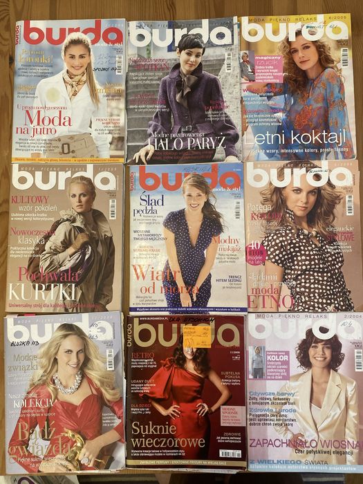 Burda kompletna z wykrojami zestaw lub pojedynczo