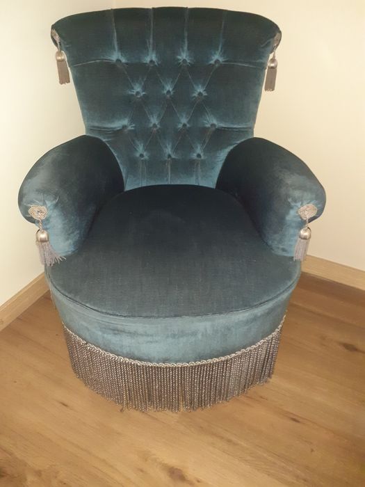Poltrona cadeirão vinted de veludo azul