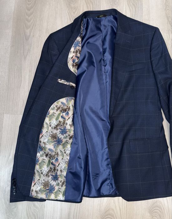 Garnitur granatowy w kratę Komplet