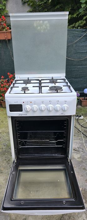Kuchnia gazowo-elektryczna Mastercook Biała 50 cm Grill Rożen