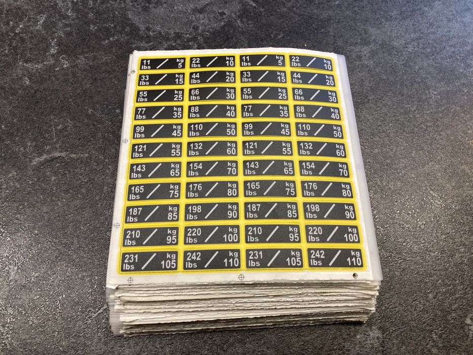 Naklejki na Stos Siłownia Sztabki Brama Atlas Fitness Nowe co 5 kg