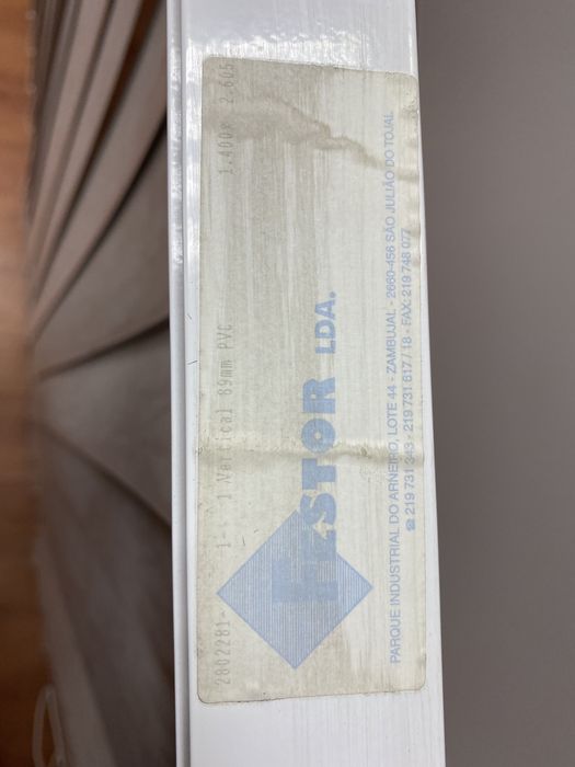 Estores interiores em pvc medidas 1400X2605 da Festor.