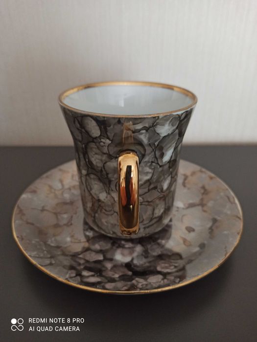 Filiżanka, spodek Aleksander, porcelana Włocławek