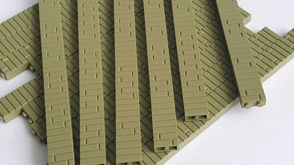 Nowe, 500 szt cegiełek oliwkowych 1x2, LEGO 98283