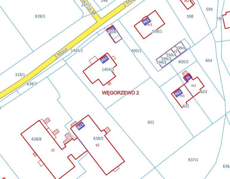 WĘGORZEWO działka budowlana centrum  ul. 3 Maja