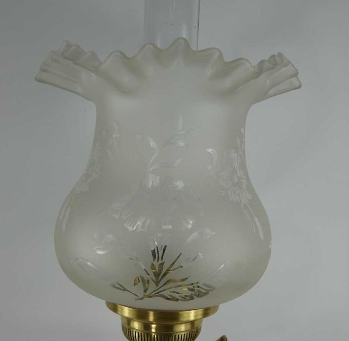 Kolumnowa LAMPA NAFTOWA alabaster brenner MATADOR kominek klosz 85 cm