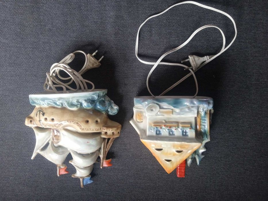 Lampy z porcelany domek, statek wykopki