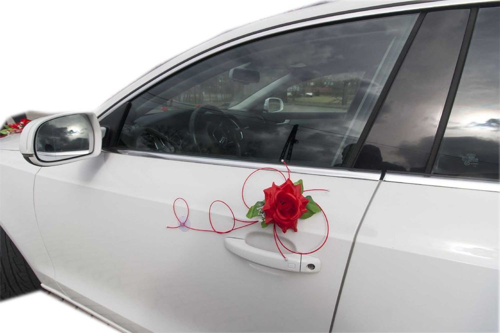 Dekoracja samochodu ślubnego.Dekoracja na samochód CZERWONA 162