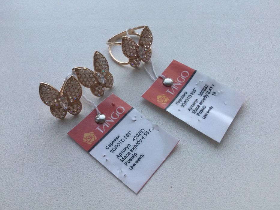 Кольцо (размер:18) и Серьги. Золото 585 пробы. Новые.