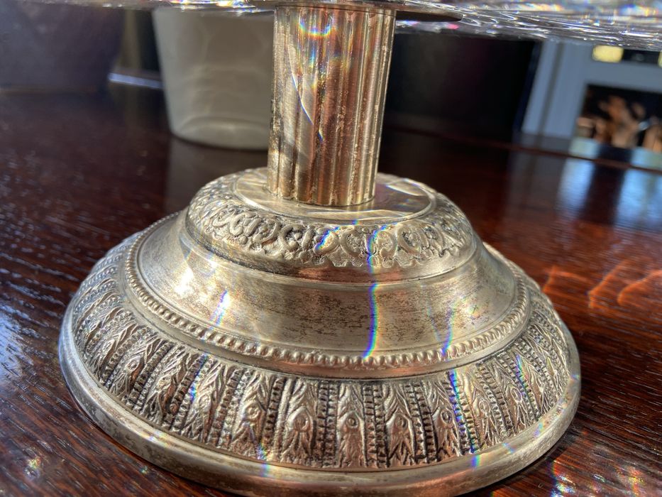 Patera kryształowa na posrebrzanej nóżce