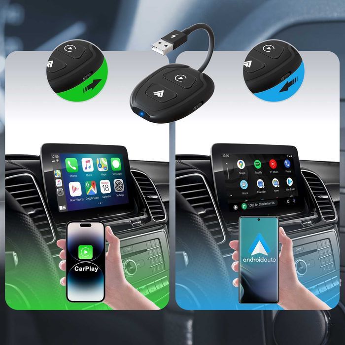 Bezprzewodowy Android Auto Adapter  Carplay Iphone  Wifi Bt Niezawodny