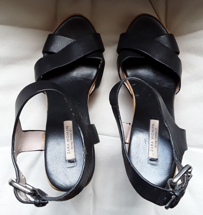 Sandalias pretas Zara Woman com salto alto, tamanho 37