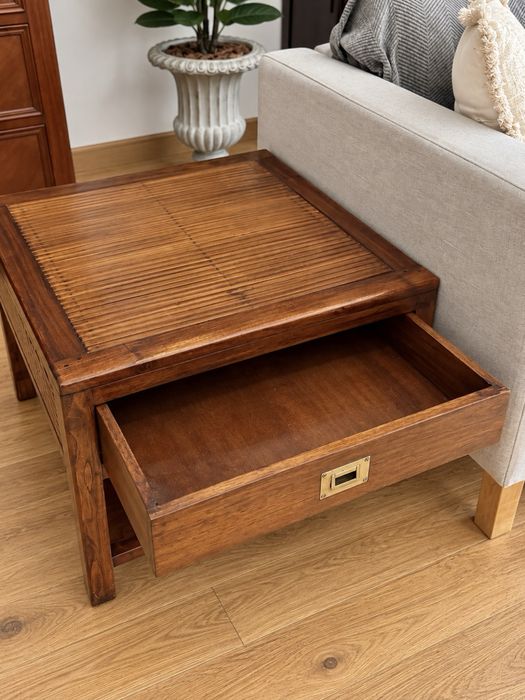 mesa centro apoio movel aparador sala teca bambu oriental rustica