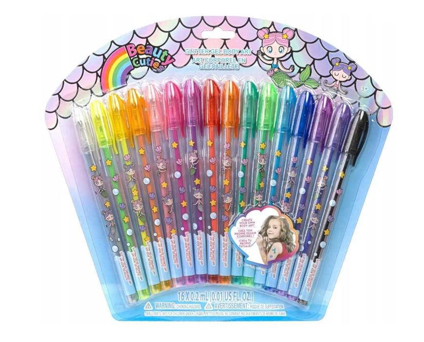 NOWY Townley Girl BODY ART zestaw 16 długopisów do ciała SYRENKI