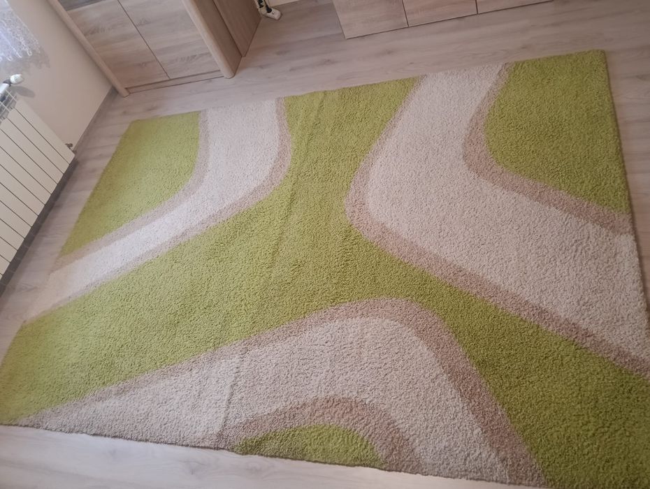 Dywan shaggy zielono beżowy 195x276