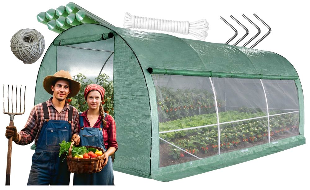 Tunel foliowy ogrodowy szklarnia 2wejścia folia 2,5x4m moskitiera 25mm