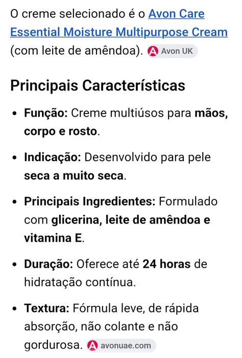 Creme Multiusos com Glicerina Leite de Amêndoa e Vit E 400ml AVON