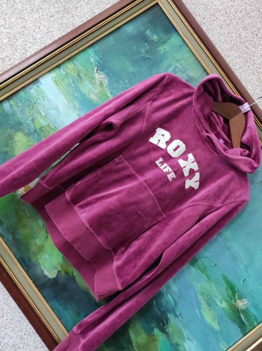 Roxy Quiksilver bluza sportowa welurowa kaptur kangurka z kieszeniami