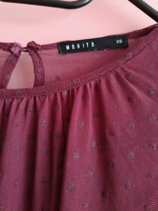 Bordowa bluzka z siateczką Mohito XS
