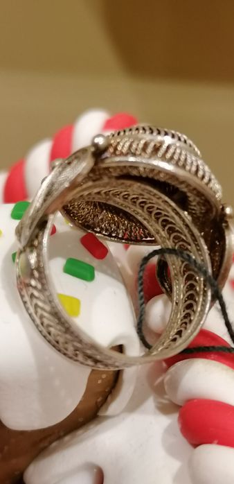 Anel antigo prata filigrana com Ágata