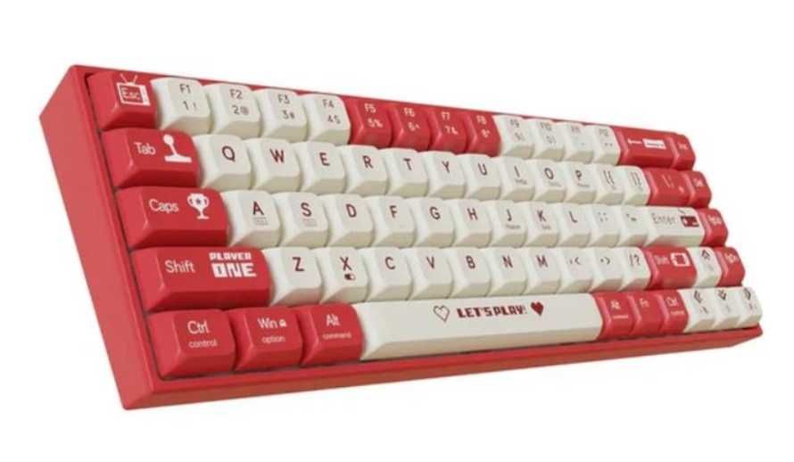 Клавіатура AJAZZ AK680 White-Red Ігрова Дротова Механічна, RGB, Red Switch