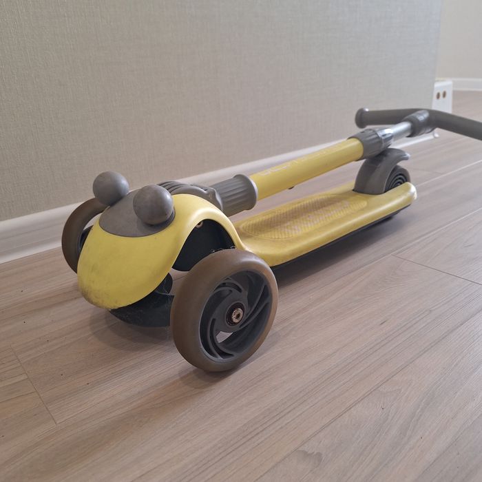 Дитячий триколісний самокат Best Scooter D-0449 зі складним кермом, Жовтий