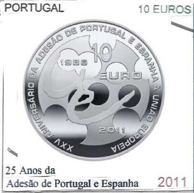Adesão de Portugal e Espanha à U.E. - - - 10,00 € - 2011 - - - - Moeda