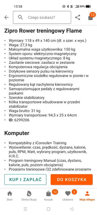 Rowerek stacjonarny Zipro flame