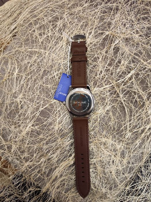 Relógio de pulso masculino, castanho em pele da Skyline