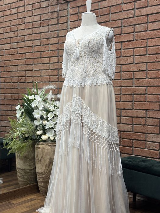 Suknia ślubna r.54 boho, rustykalna, vintage