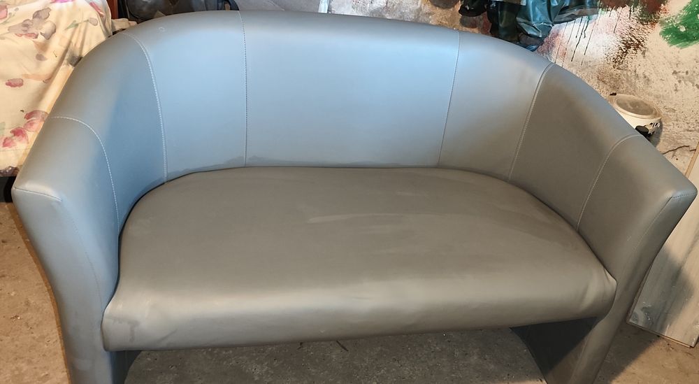 Sofa do Poczekalni Biura Fryzjera Hotelu Salonu 2 Osobowa Ekoskóra Szara