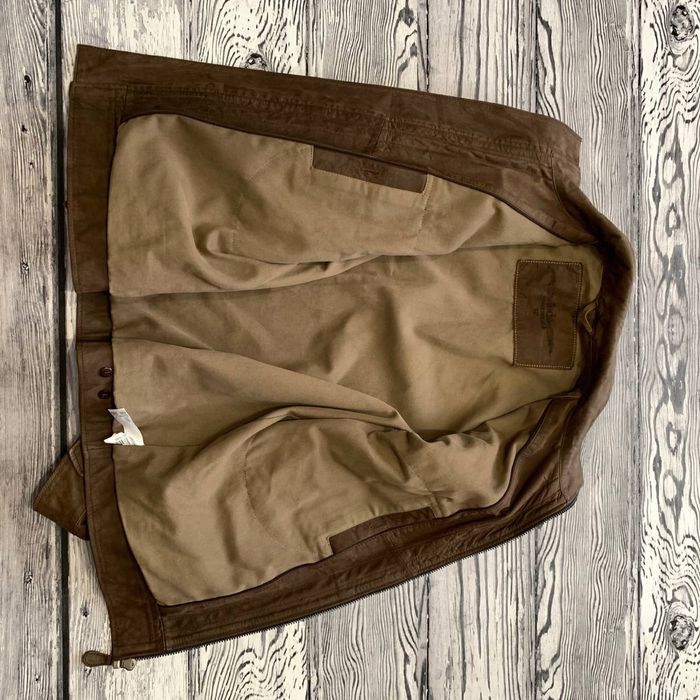 Мужская кожаная куртка John Rocha Brown Leather Cafe Racer Jacket