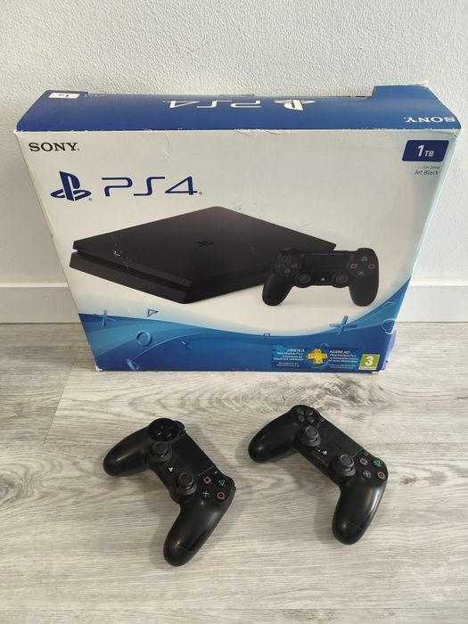 PS4 Slim 1TB + 2 Comandos + Jogos