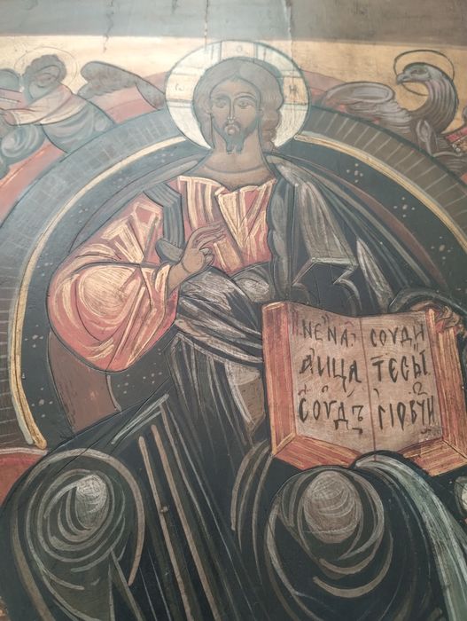 Ikona oryginalna stara ręcznie pisana na desce  Chrystusa Pantokratora