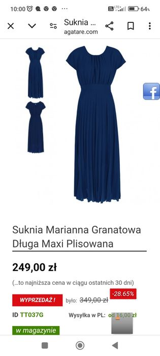 Sukienka elegancka plisowana M