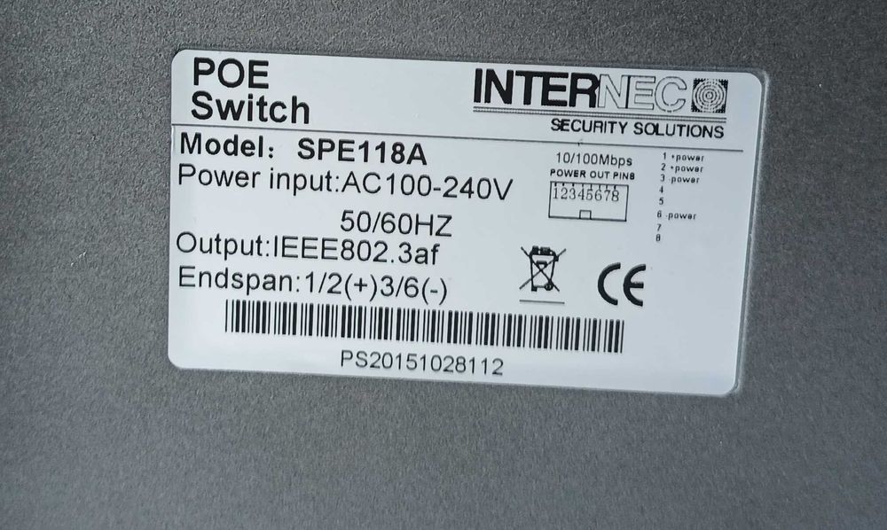 Switch Internec SPE118D PoE 8+1 10/100
