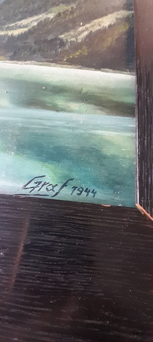 Obraz, pejzaż podpisany Graf 1944 wymiar 59 na 76